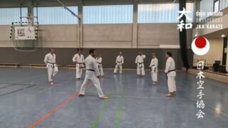 When you go with Gyakuzuki, some people do an unnecessary Hikite, which ends up Kamae open. This is a counter invitation from your opponents.
Keep Kamae and go, Gyakuzuki is delivered directly from the Kamae!
Oss! 👊